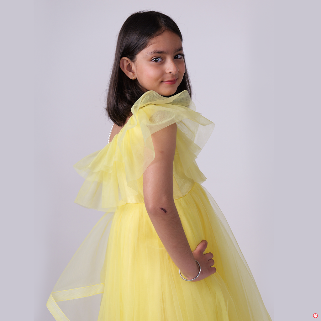 Girls Dresses (Beautiful Yellow Dress with butterfly)