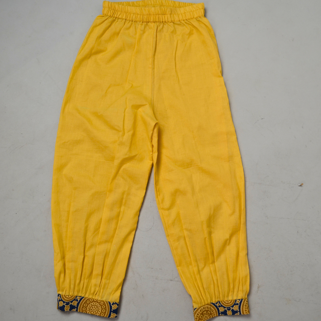 Mustard Yellow Frock Mirror Work With Designer Pant