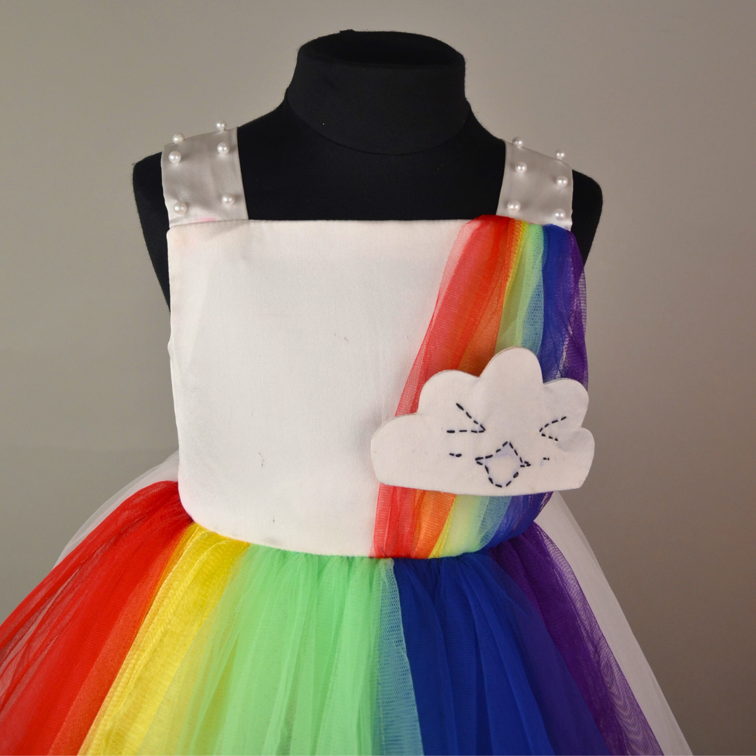 White Ranbow Pearl Frock