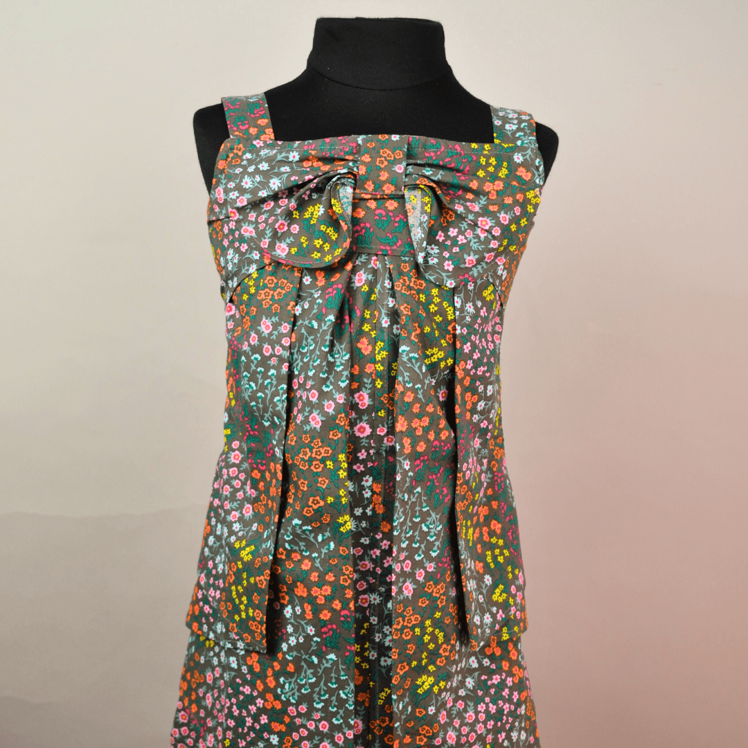 Green Drape style Dress With Big Bow