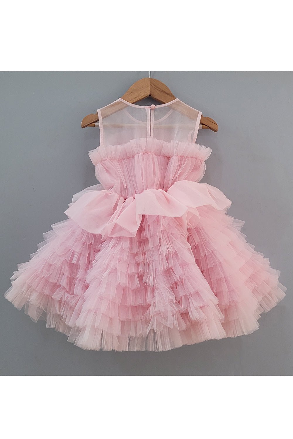 Baby Pink Ruffle Net Dress