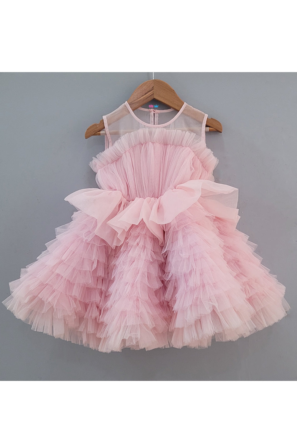 Baby Pink Ruffle Net Dress