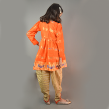 Load image into Gallery viewer, Drum Printed Orange Kurta and dhoti set
