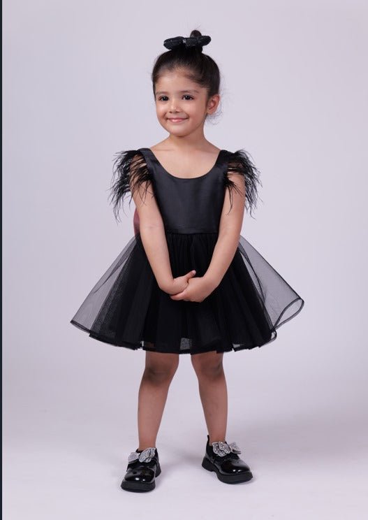 Black Dress with Customized Name Back Bow Tie