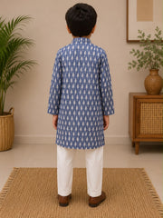 BOYS BLUE WHITE KURTA PAJAMA SET