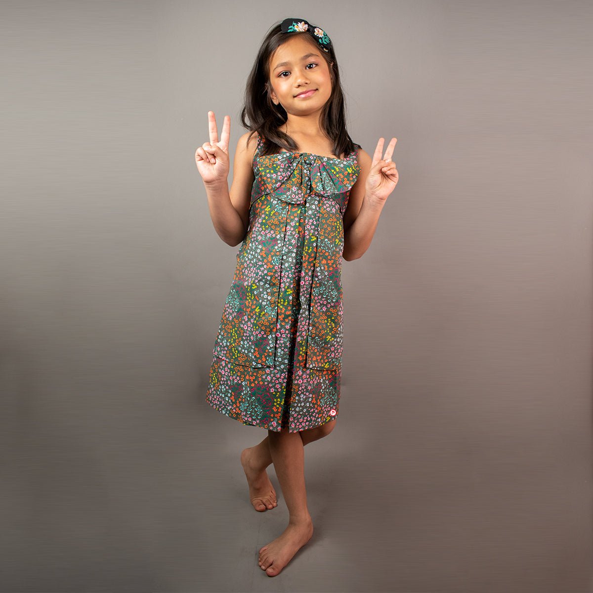 Green Drape style Dress With Big Bow