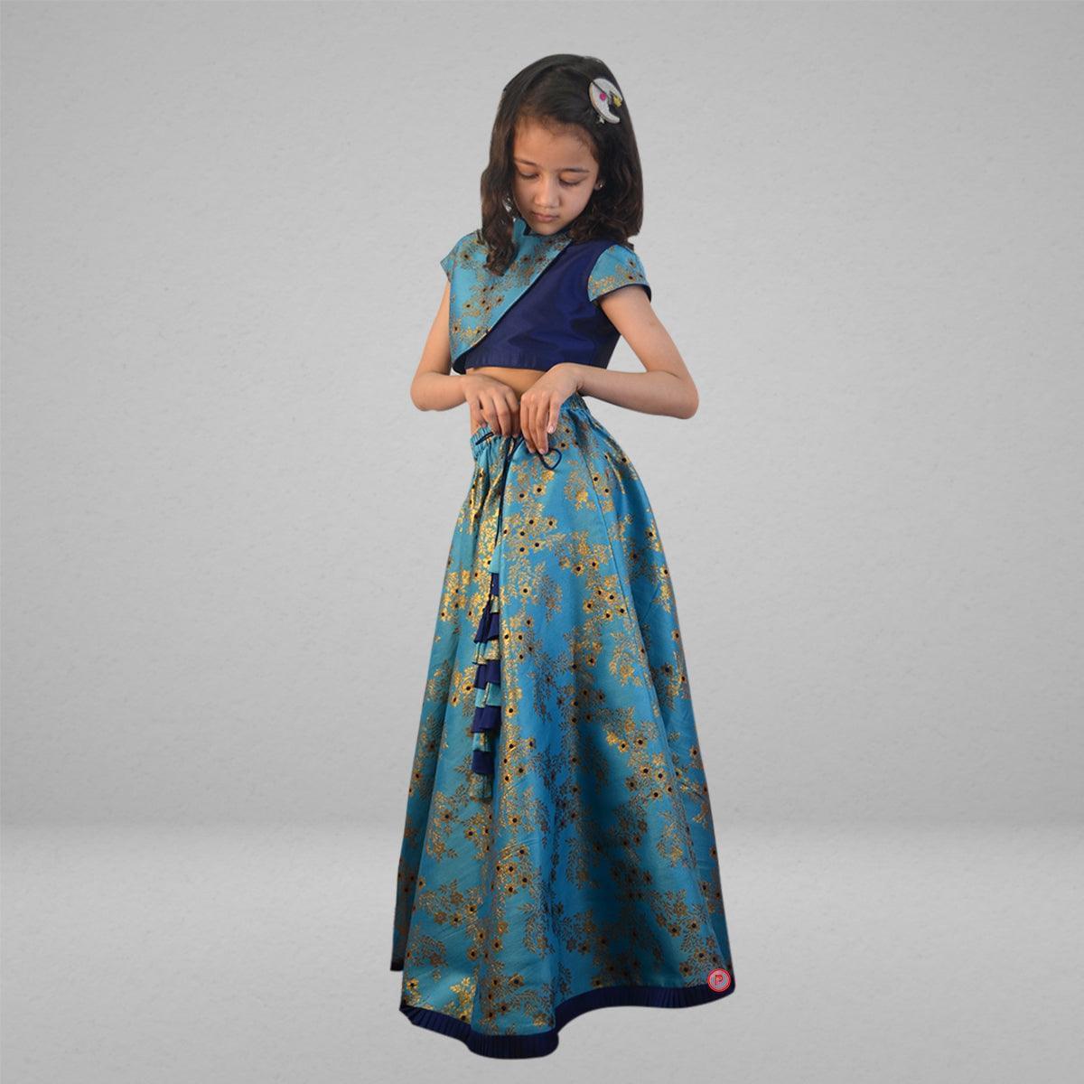 Blue Brocade Lehenga Choli