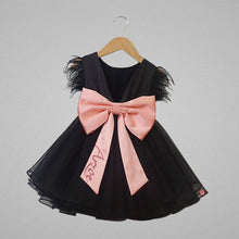 Load image into Gallery viewer, Black Dress with Customized Name Back Bow Tie
