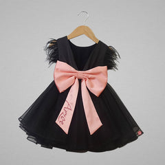 Black Dress with Customized Name Back Bow Tie