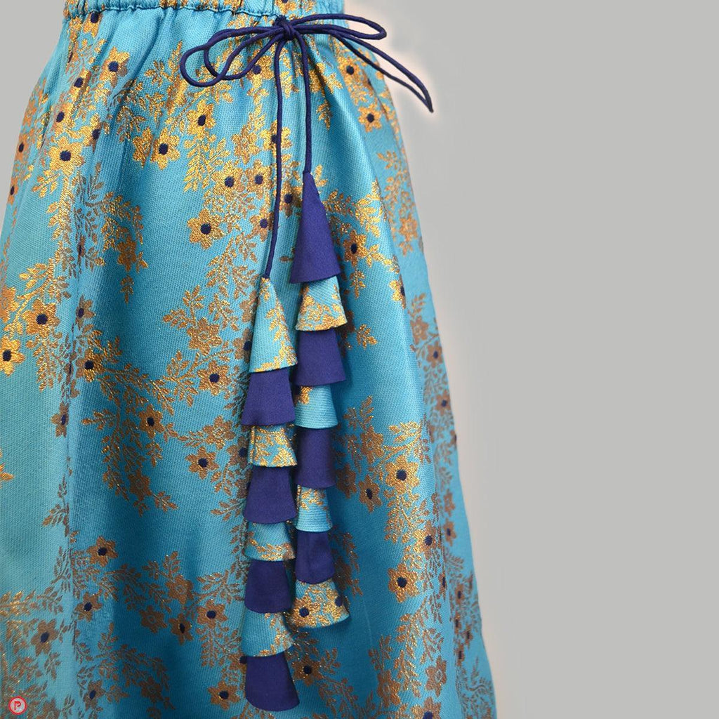 Blue Brocade Lehenga Choli