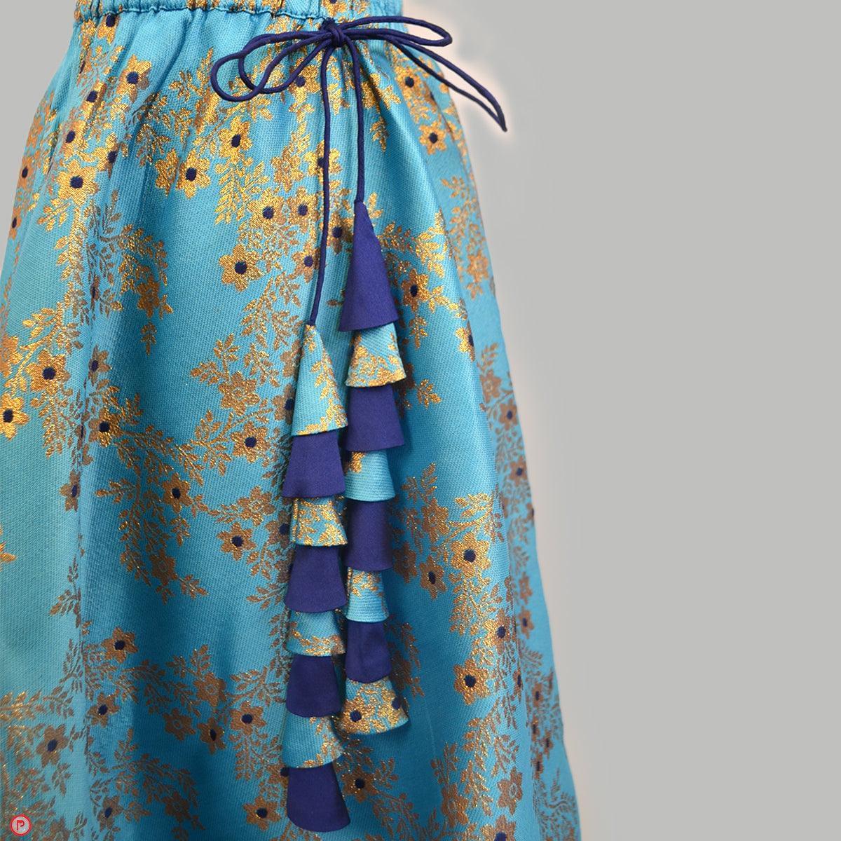 Blue Brocade Lehenga Choli