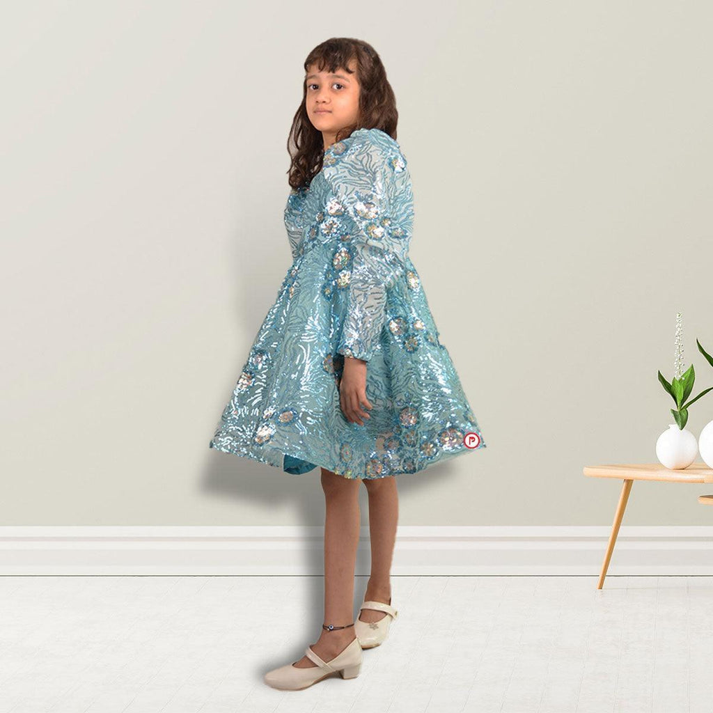 Blue Designer Frock with Sequins work