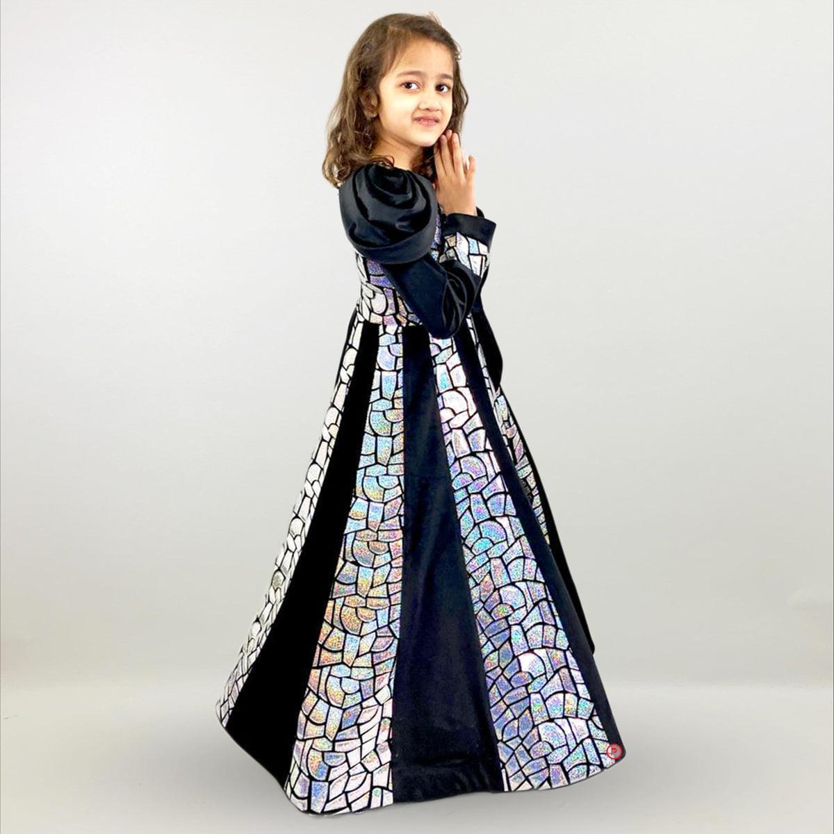 Black Mirror Cut Flared Gown