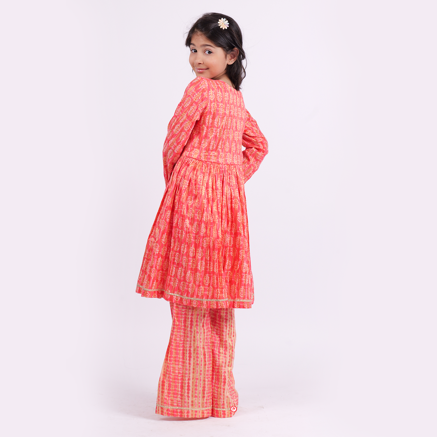 Neon Orange Pink Sharara Set