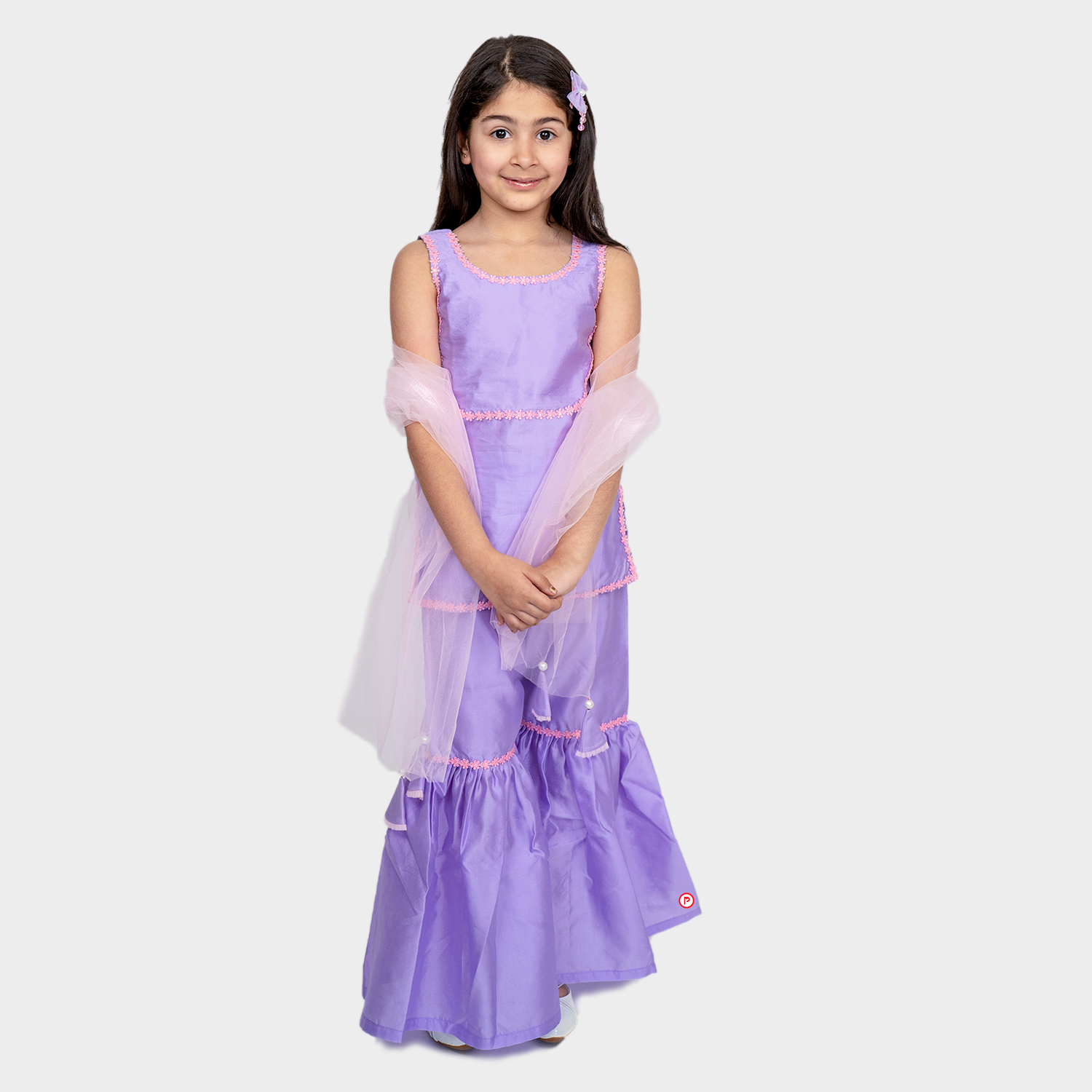 Lilac suit with Pink Lace