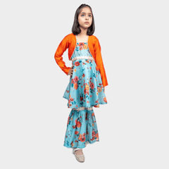 Floral silk Suit with jacket