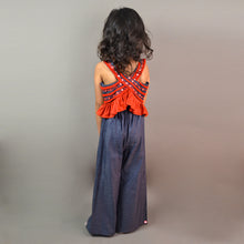 Load image into Gallery viewer, Red crisscross Top With Blue Pant
