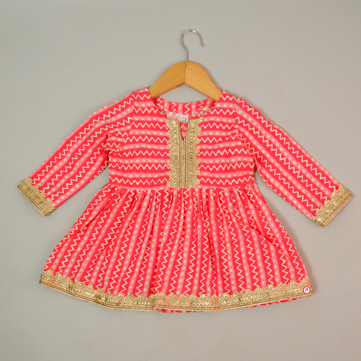 Block Pink Kurta with Palazzo & Dupatta