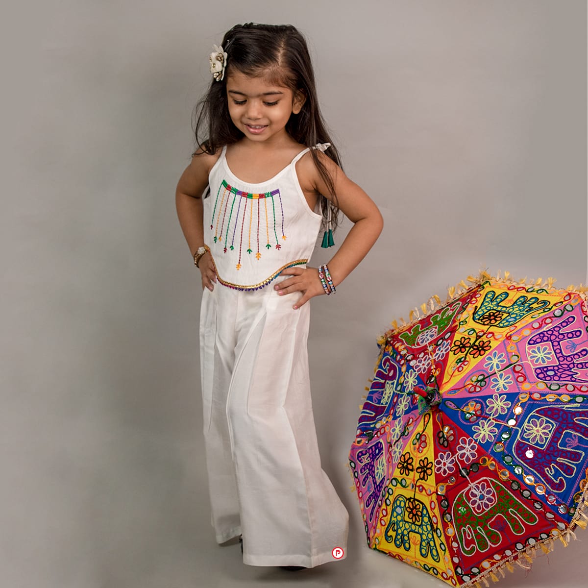 White Coord Set - Crop top with Palazzo
