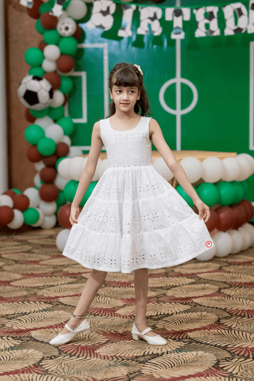 White Fine Cotton Frock - Picco Ricco 