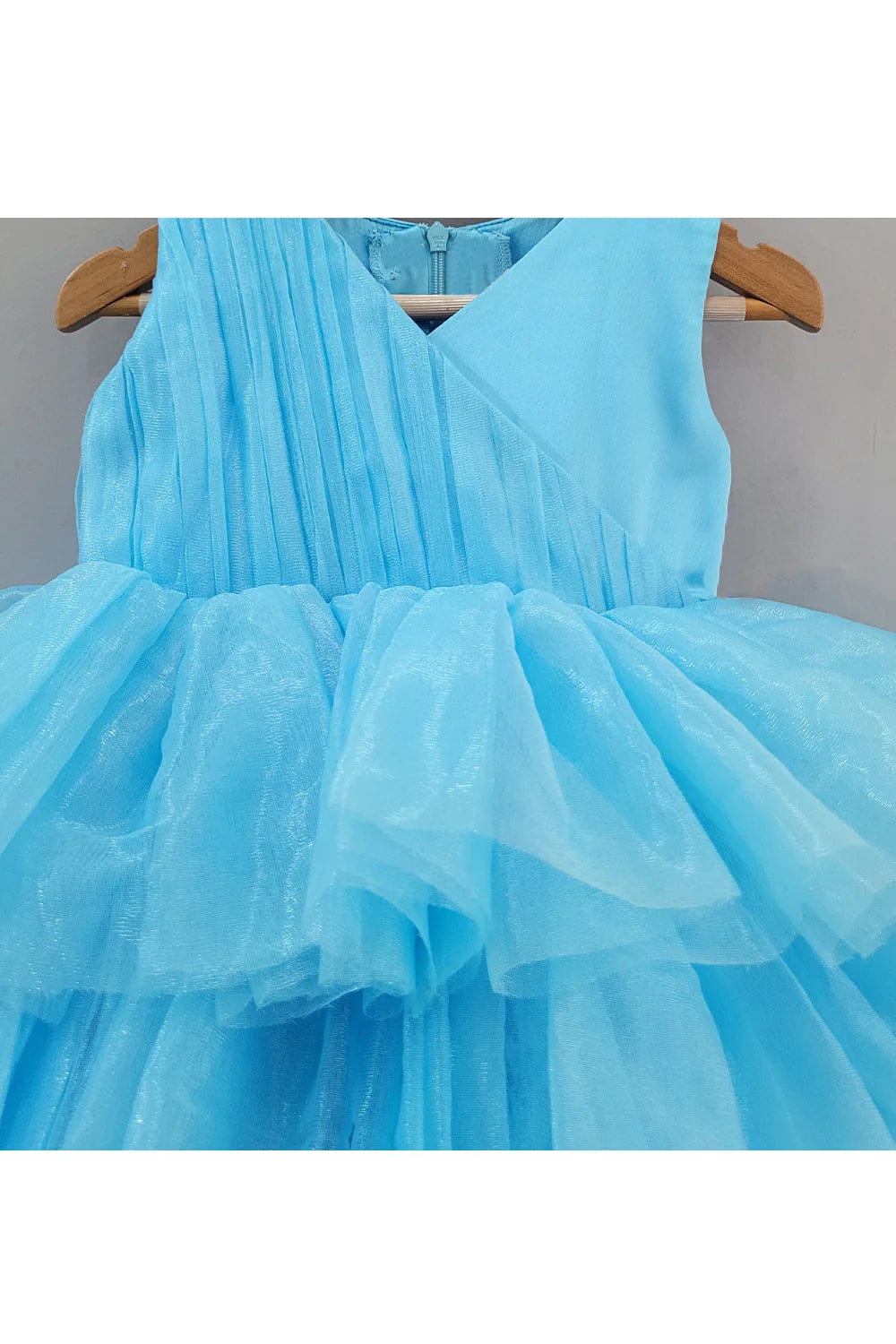 Blue Net Ruffled Dress - Picco Ricco 