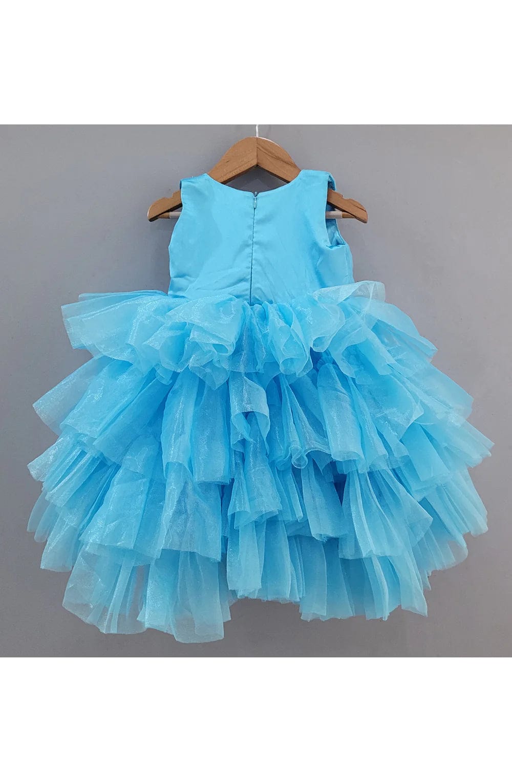Blue Net Ruffled Dress - Picco Ricco 