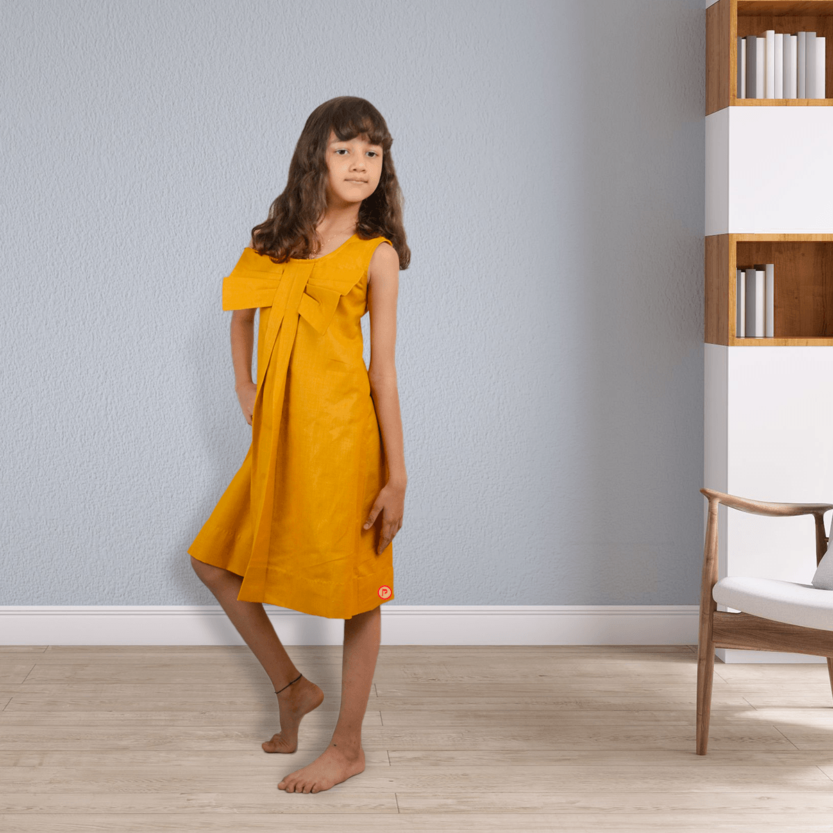 Pretty Mustard Coloured Bowie A lined dress - Picco Ricco 
