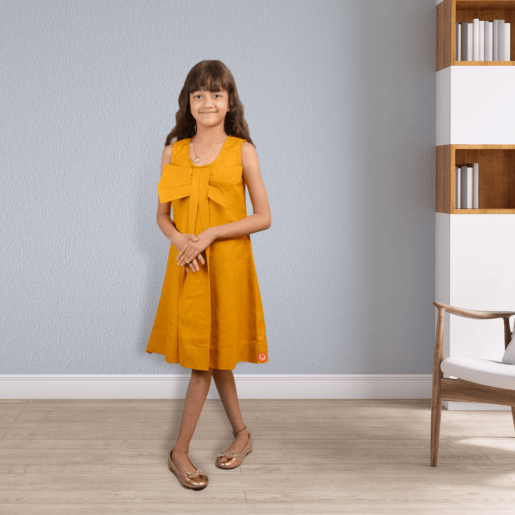 Pretty Mustard Coloured Bowie A lined dress - Picco Ricco 