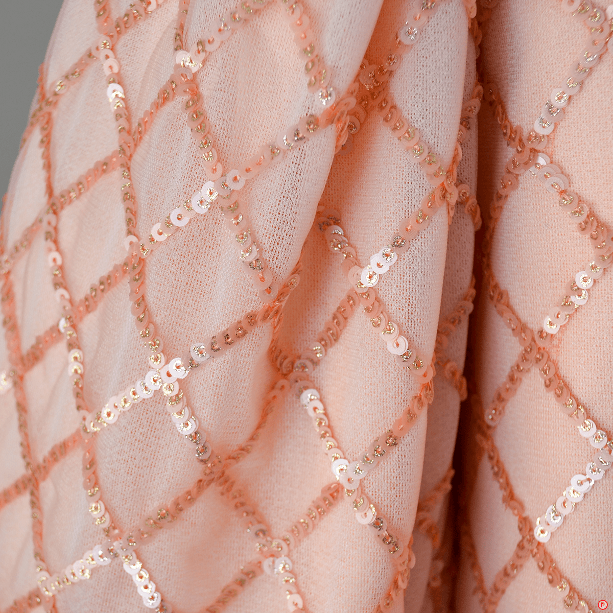 Sequins Embellished Balloon Sleeves Peach Party Gown - Picco Ricco 