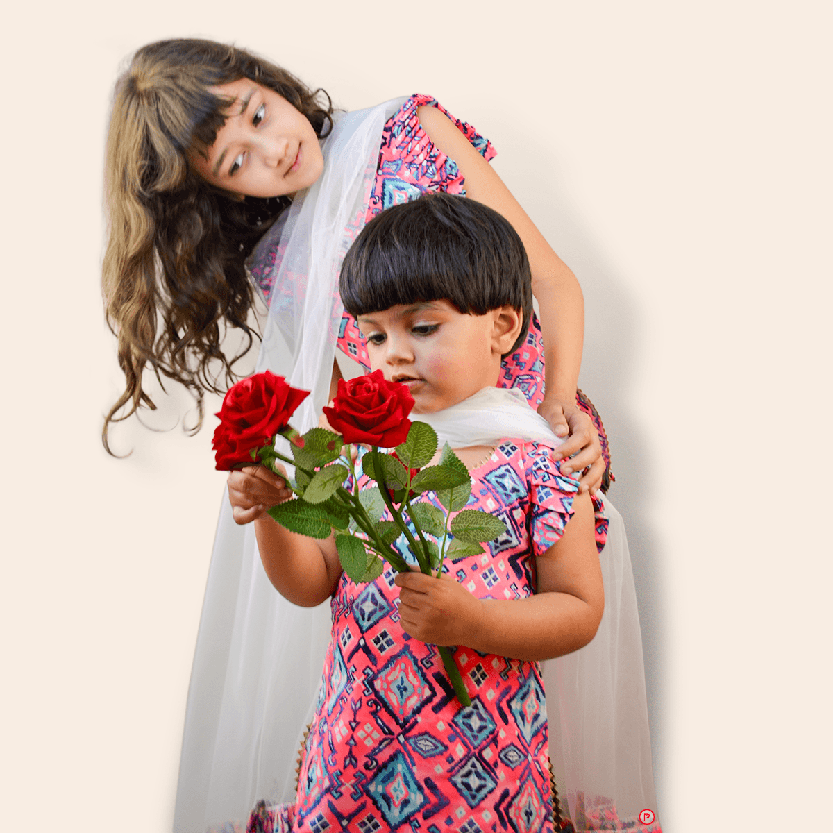 Printed gota suit with sharara & Dupatta - Picco Ricco 