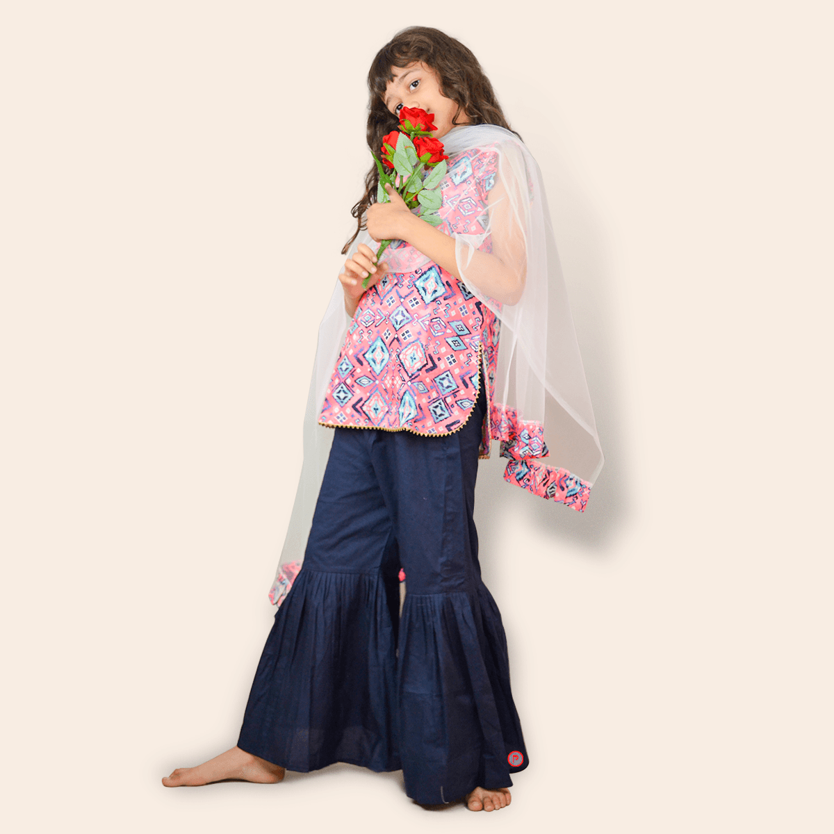 Printed gota suit with sharara & Dupatta - Picco Ricco 