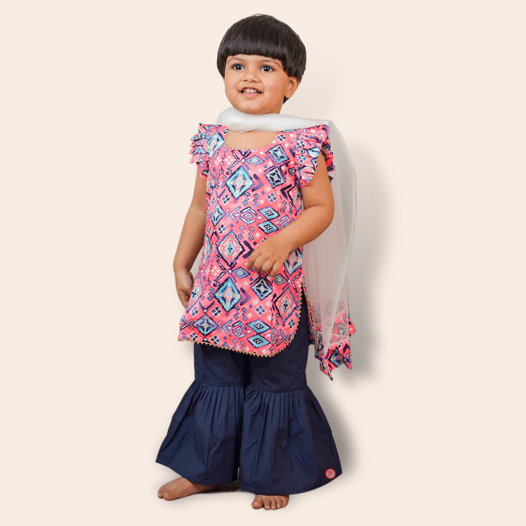 Printed gota suit with sharara & Dupatta - Picco Ricco 