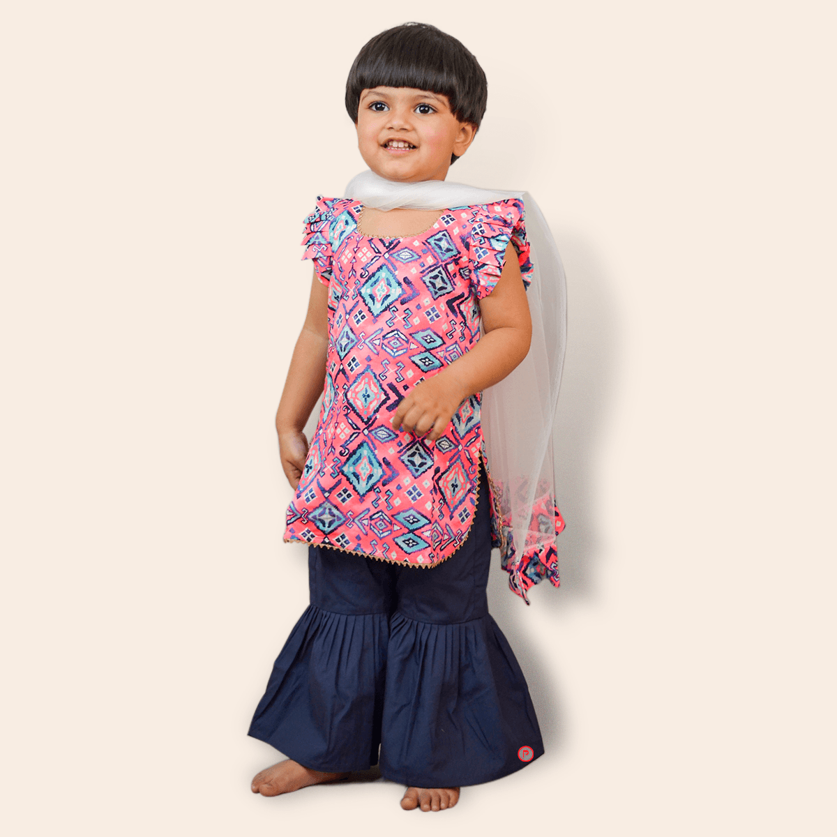 Printed gota suit with sharara & Dupatta - Picco Ricco 