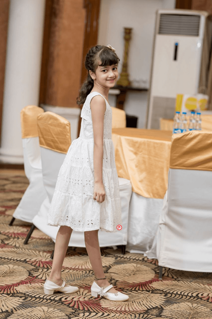 White Fine Cotton Frock - Picco Ricco 