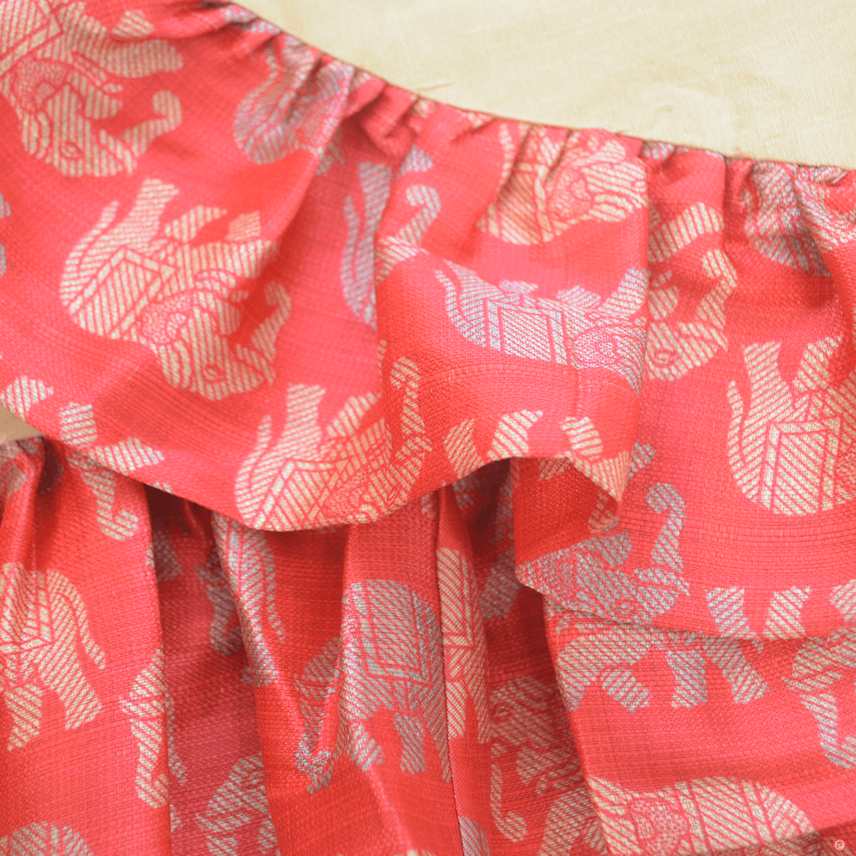 Stylish Crop Top With Frills and Elephant Printed Skirt - Picco Ricco 