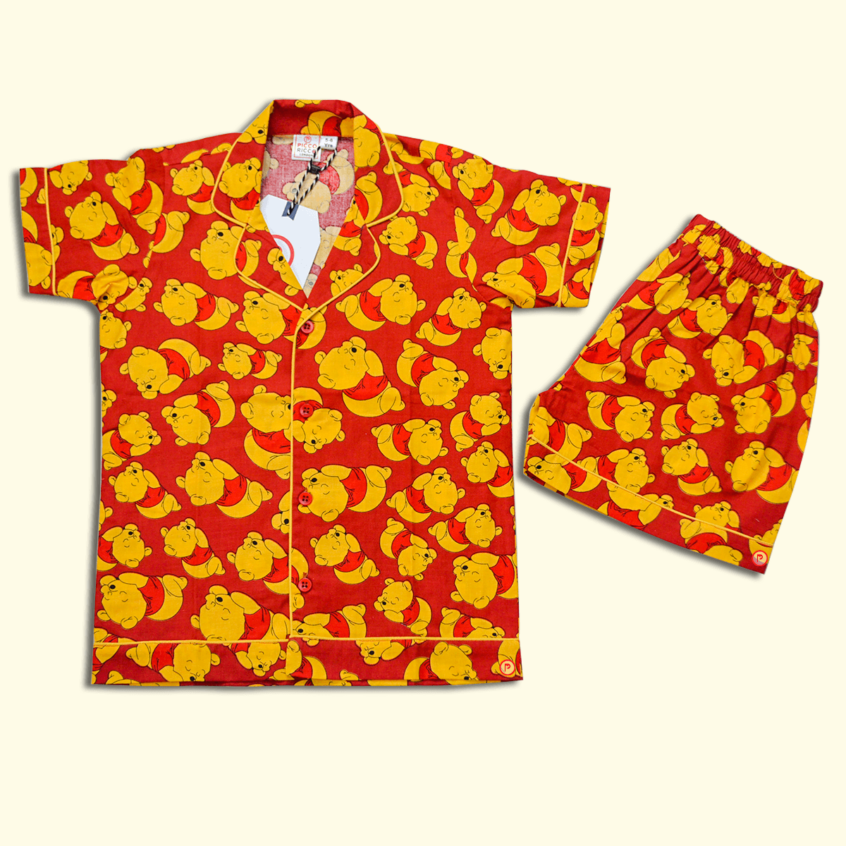 Panda Print Nightsuit (Red) - Picco Ricco 
