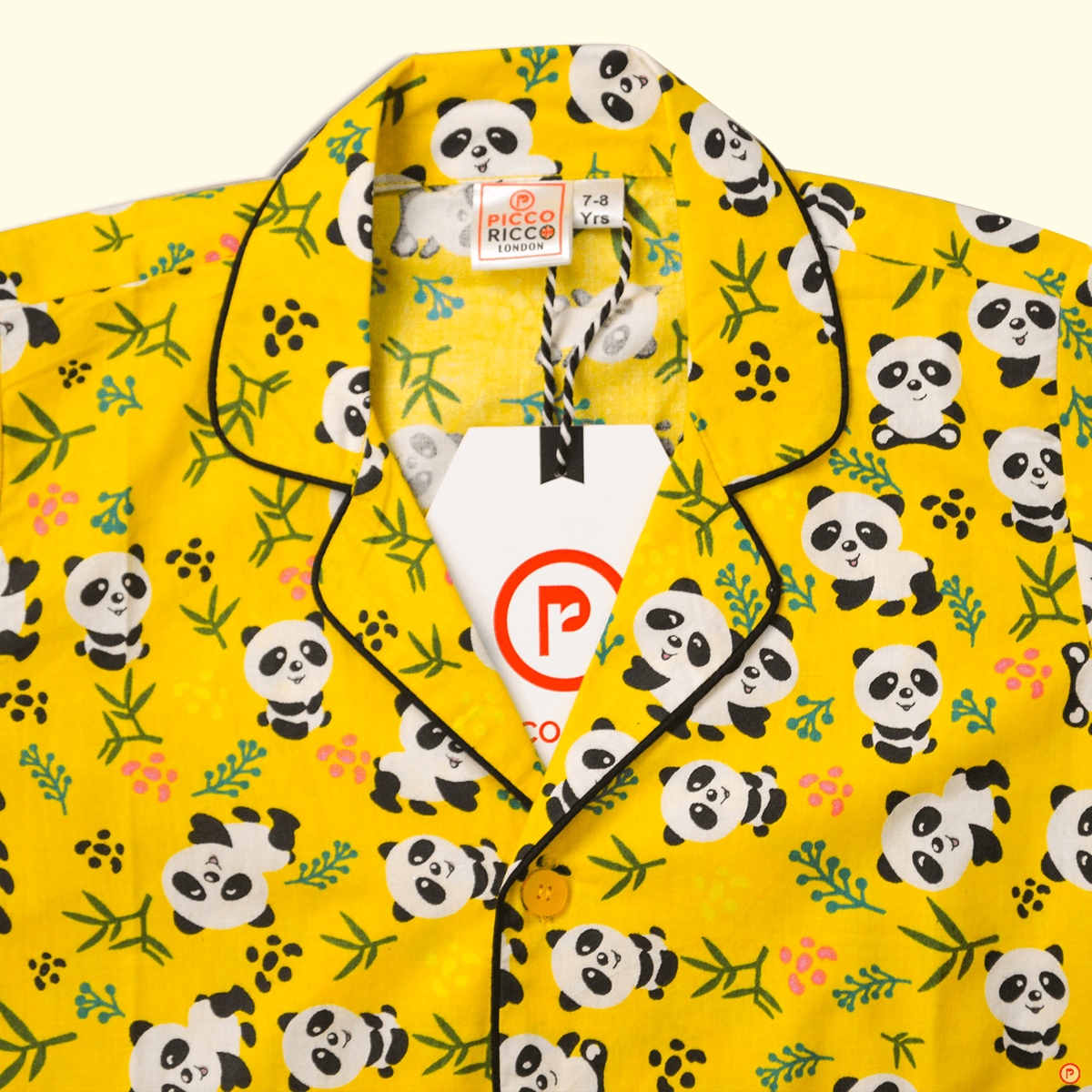 Poo Bear Print Nightsuit (Yellow) - Picco Ricco 