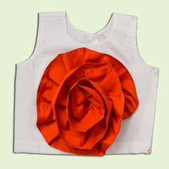 White Crop Top and Shorts with attached trail - Picco Ricco 