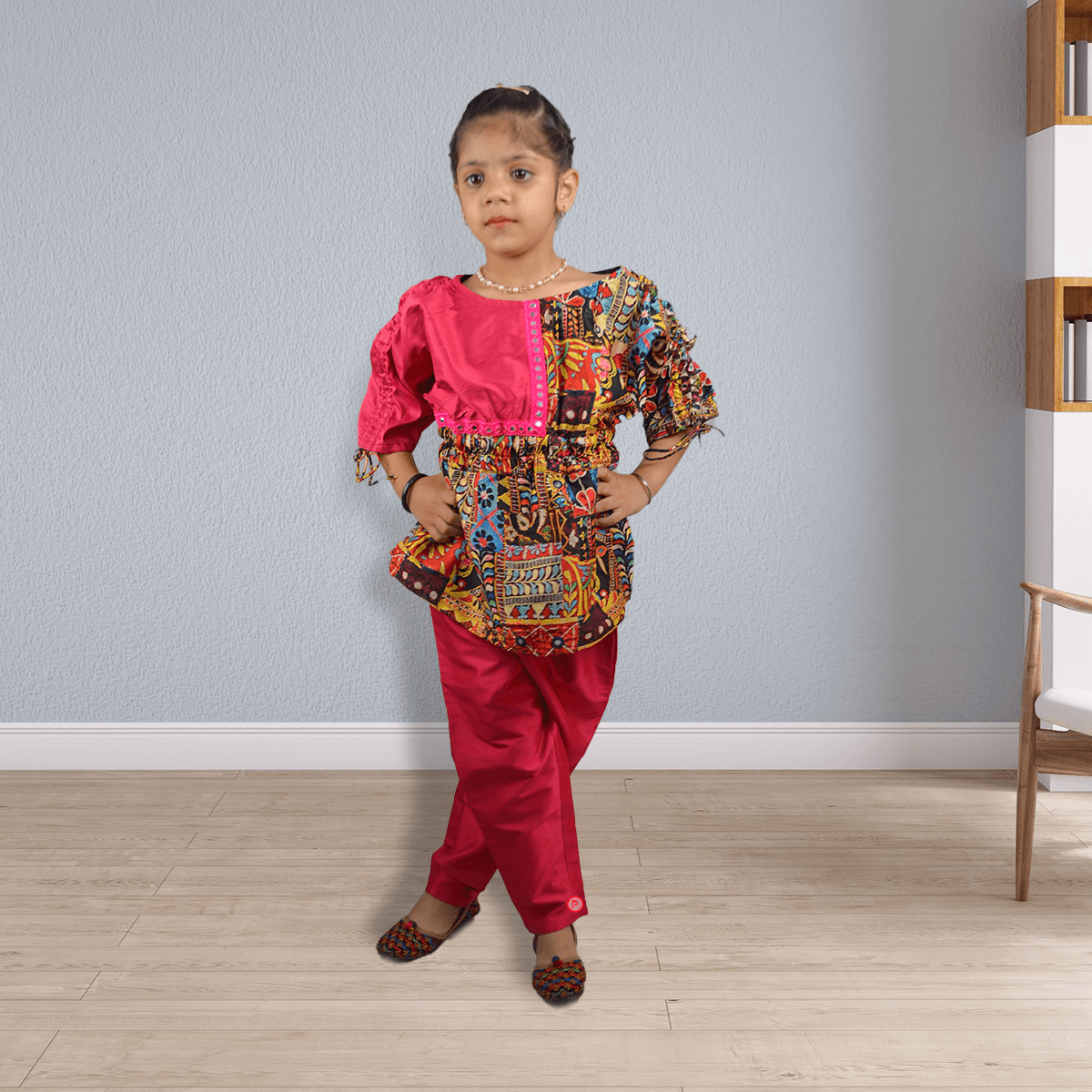 Top With Designer Sleeves And Pant - Picco Ricco 