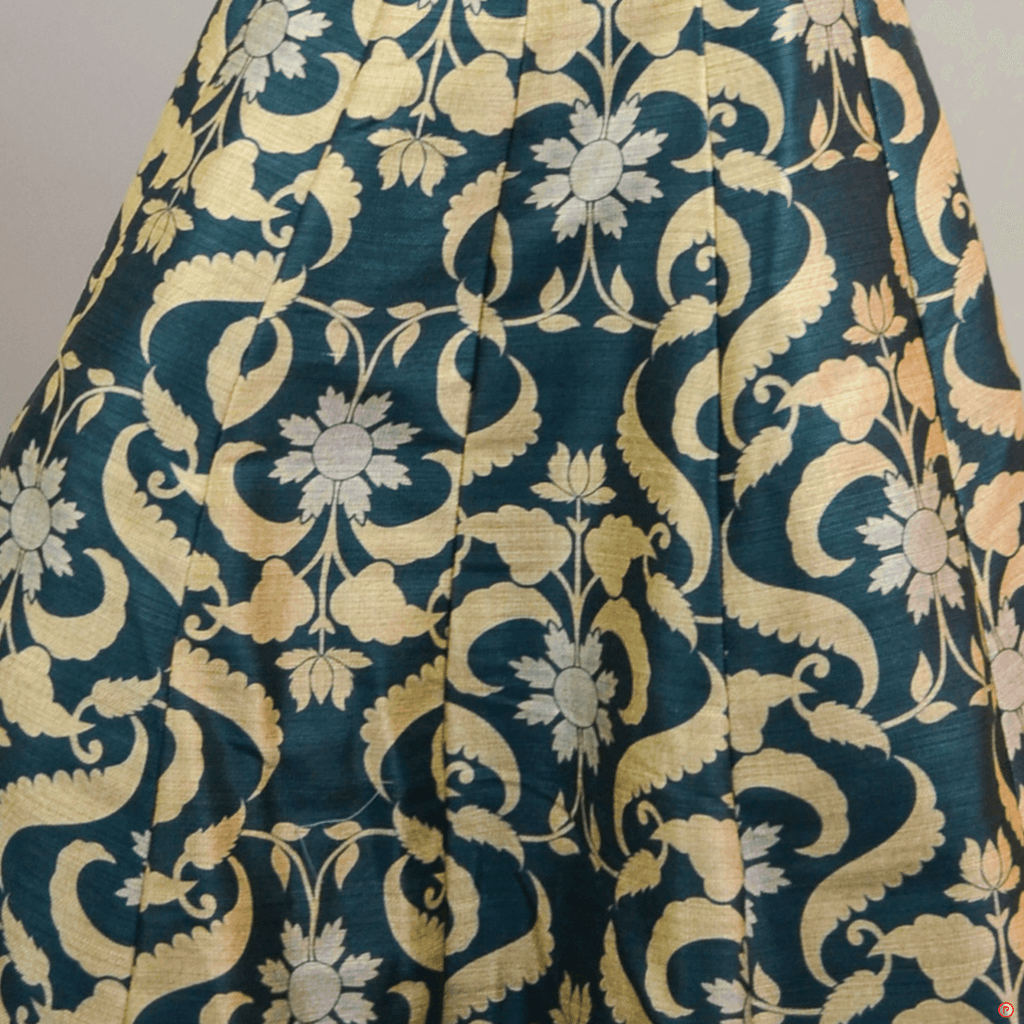 Shimmery Sequins Blouse and Floral Lehenga - Picco Ricco 