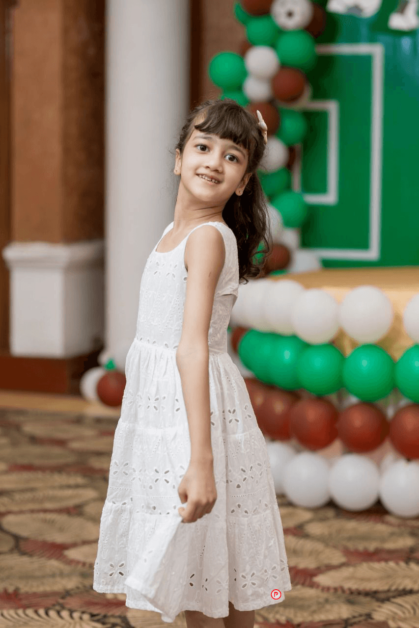 White Fine Cotton Frock - Picco Ricco 