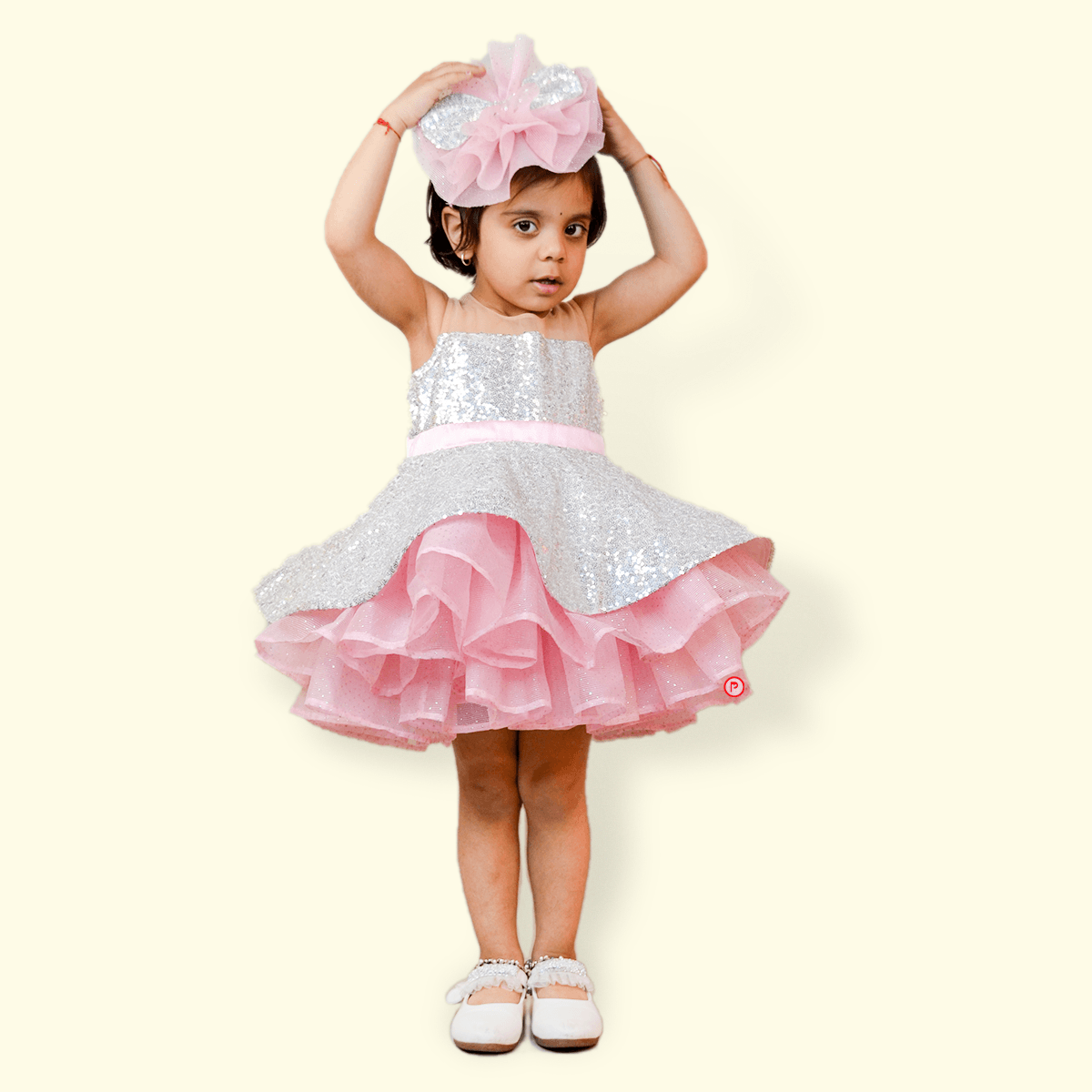 Pink and Silver Sequence Frock - Picco Ricco 