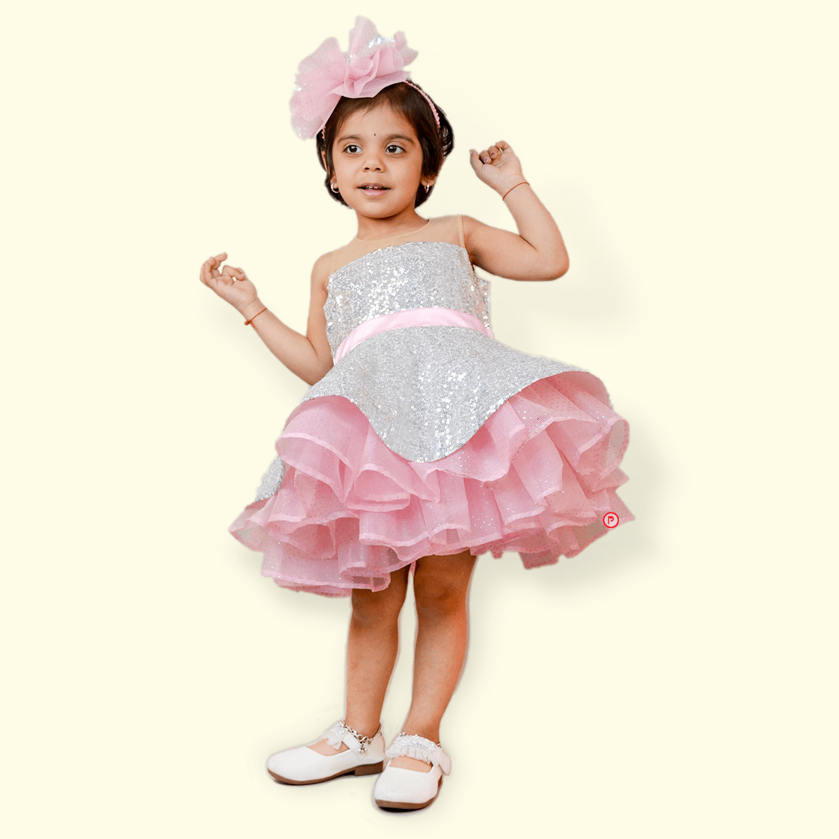 Pink and Silver Sequence Frock - Picco Ricco 