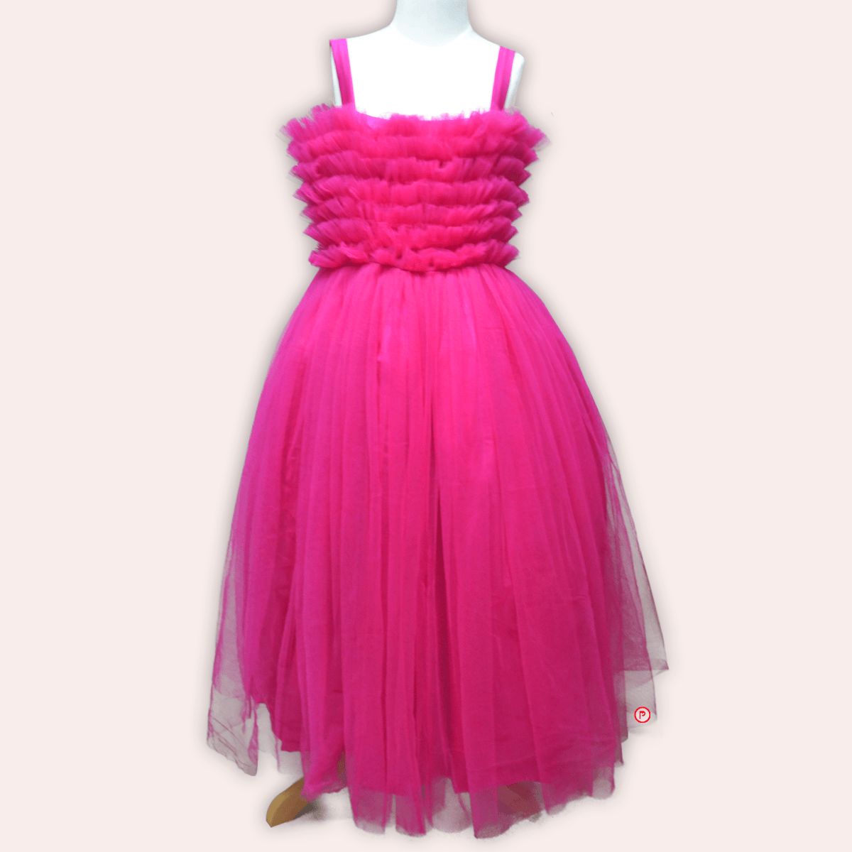 Pink And Black Ruffle Trail Gown - Picco Ricco 