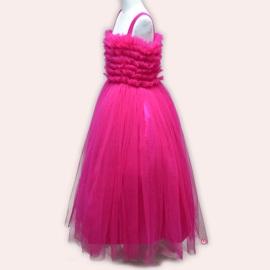 Pink And Black Ruffle Trail Gown - Picco Ricco 