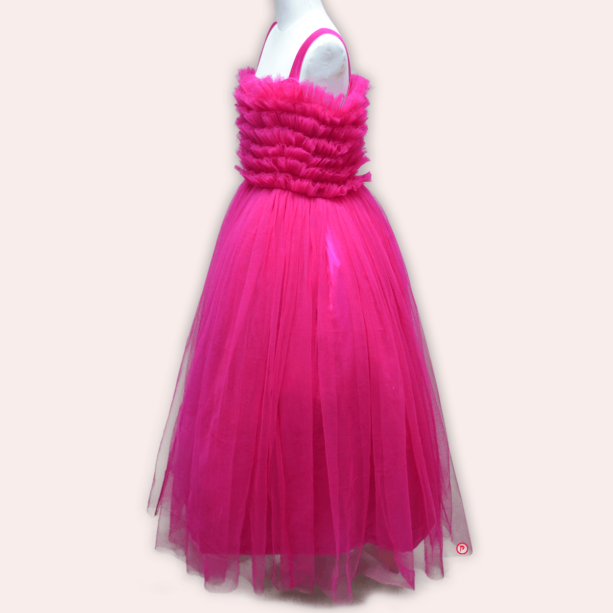 Pink And Black Ruffle Trail Gown - Picco Ricco 