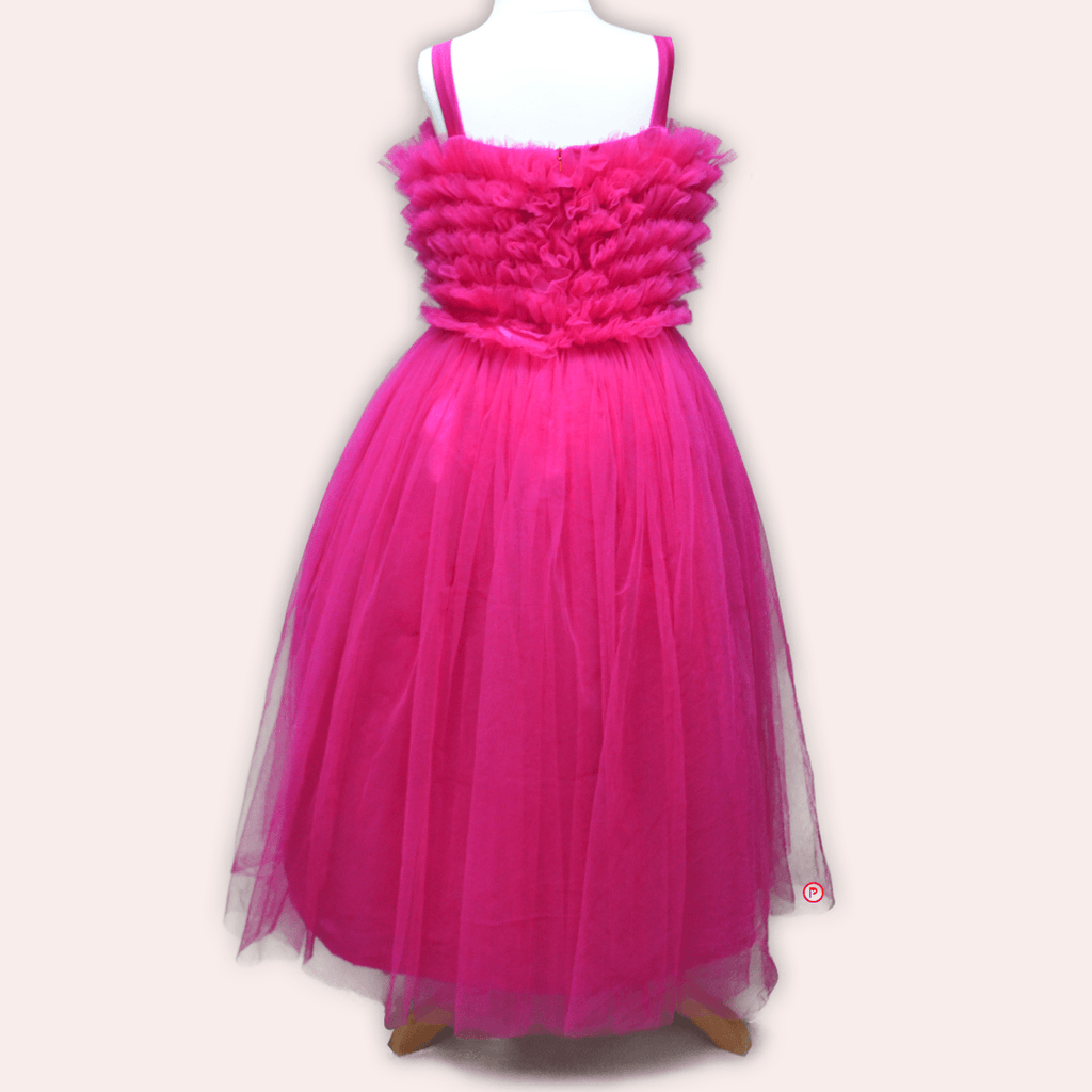 Pink And Black Ruffle Trail Gown - Picco Ricco 