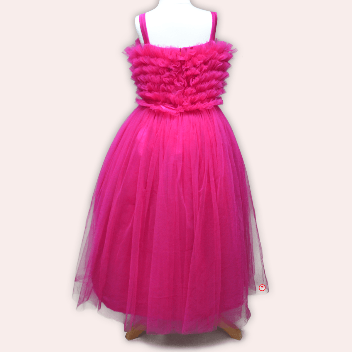 Pink And Black Ruffle Trail Gown - Picco Ricco 