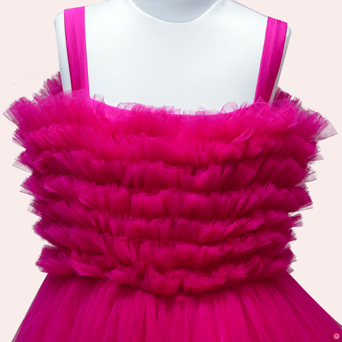 Pink And Black Ruffle Trail Gown - Picco Ricco 