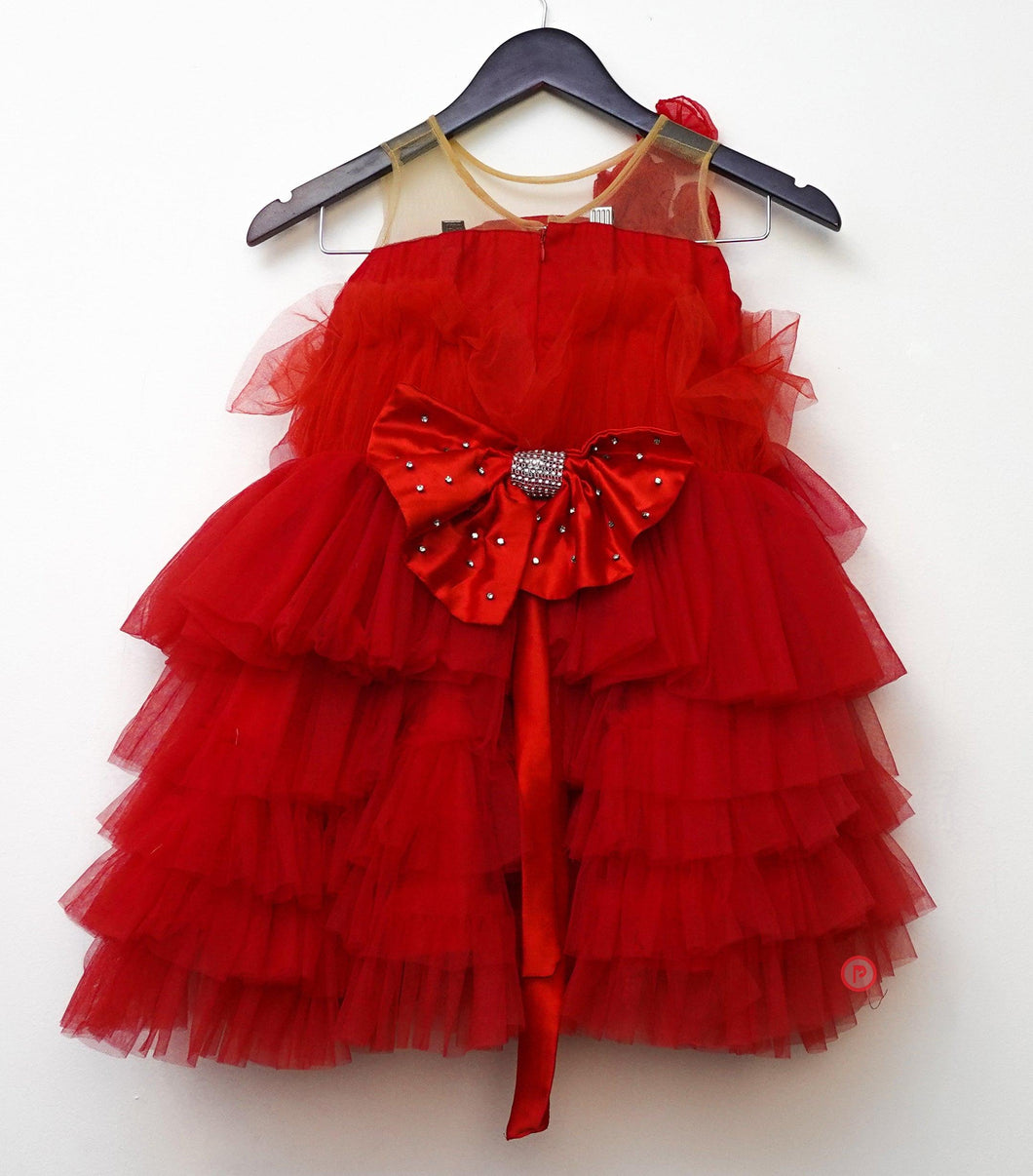 Red Ruffle dress with bow tie